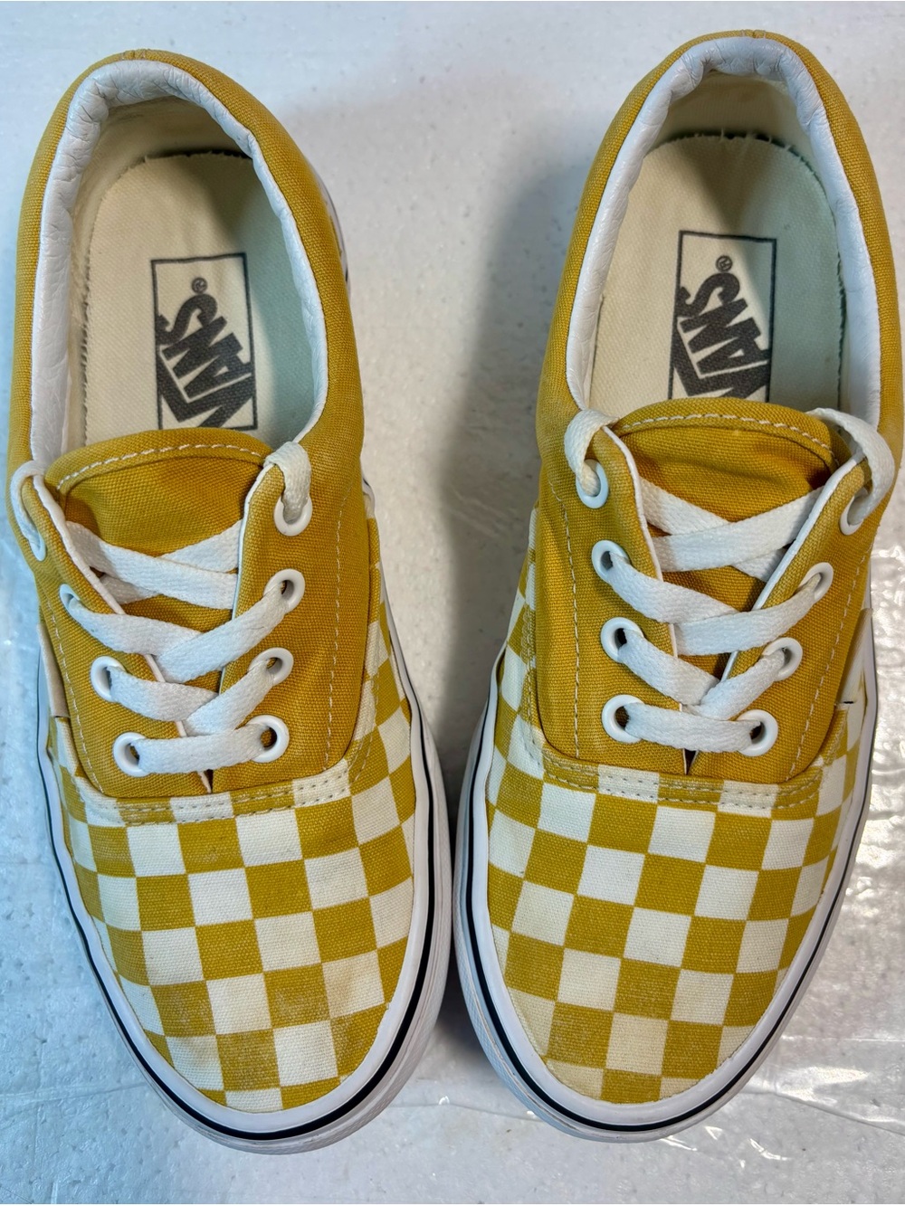 Vans Yellow and White Checkerboard Low Top Sneakers - Picture 10 of 14